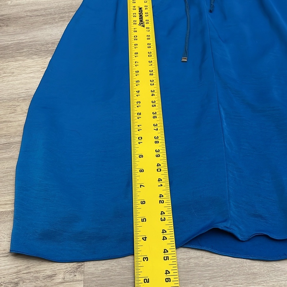 ENVI Blue Silky Elastic Drawstring Waist Long Sleeve Midi Dress Size Small - Picture 13 of 15